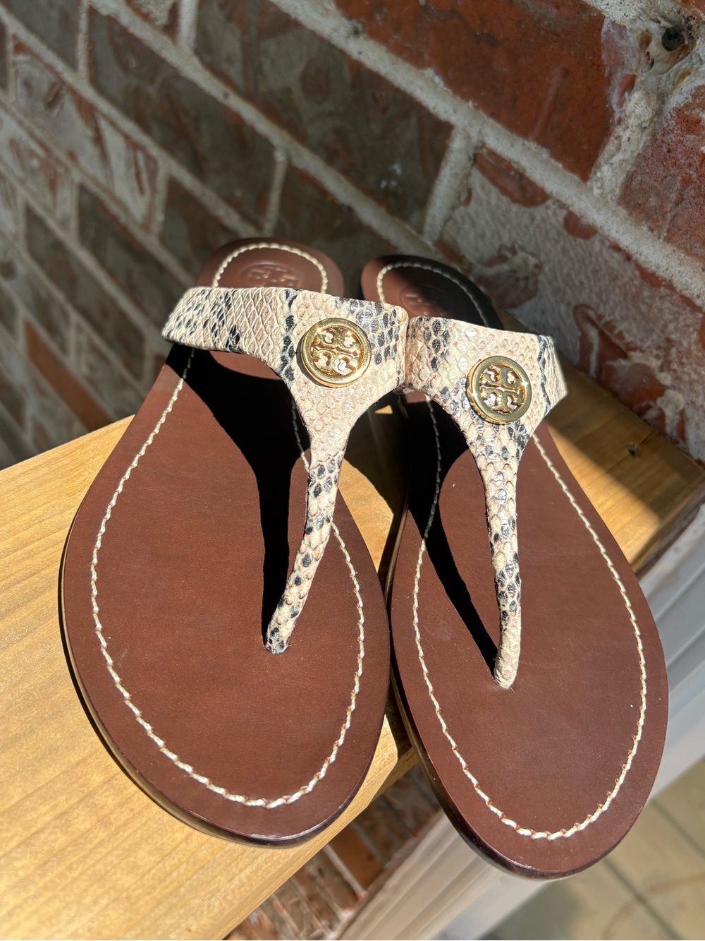 Tory Burch Womens Cameron Python Sandals Size 6 1/2